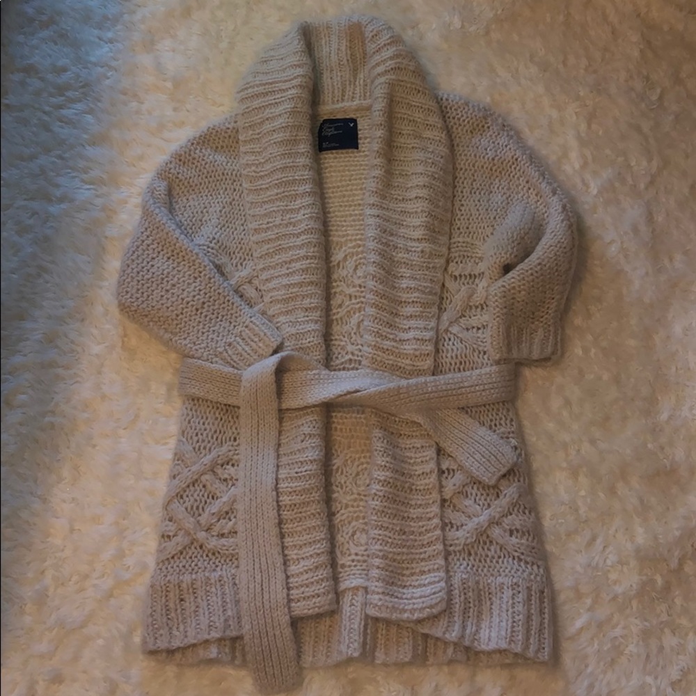 Am Eagle Cable Knit Sweater Cardigan SZ S